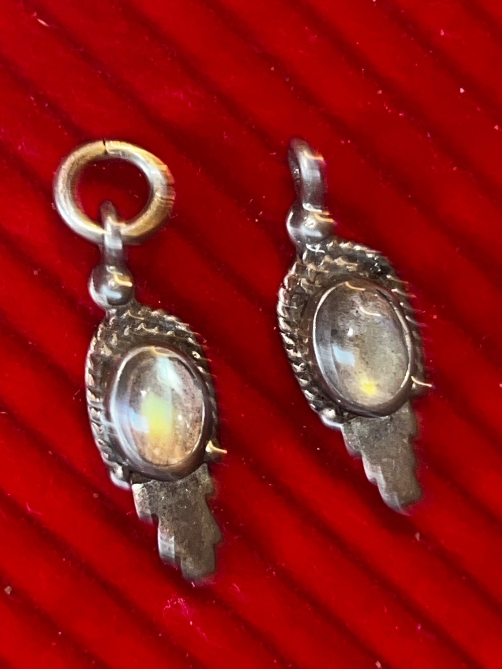 2 Labradorite Findings Charms Pendants Moonstone Sterling Silver - Picture 2 of 6